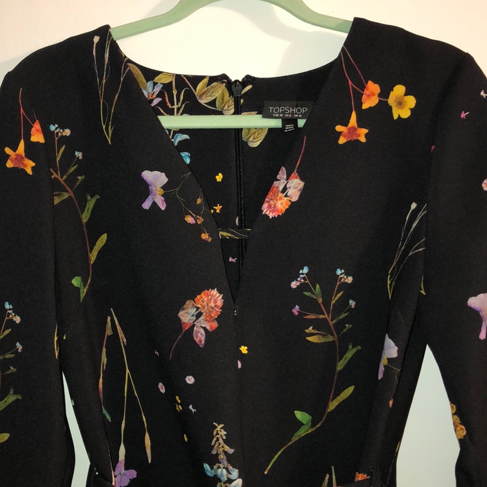 Topshop black with floral print dress